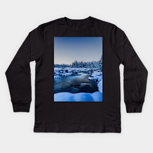 Winter Pabineau Falls River, New Brunswick Canada V2 Kids Long Sleeve T-Shirt